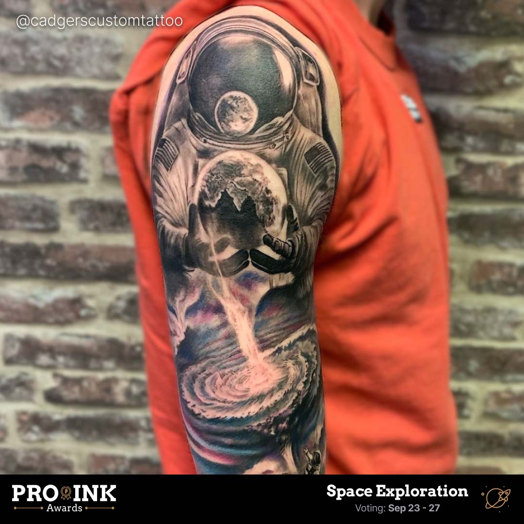 Space Exploration by @cadgerscustomtattoo